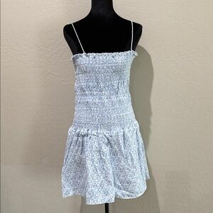 Faithfull the Brand Light Blue Floral Mini Dress